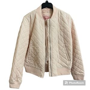 Levi's Light Pink Diamond Quilted Bomber Jacket Size M